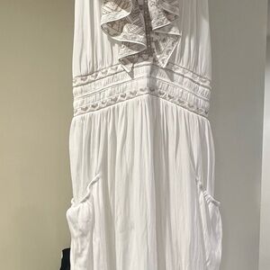 Ramy Brook White Maxi Dress with Ruffle Detail
